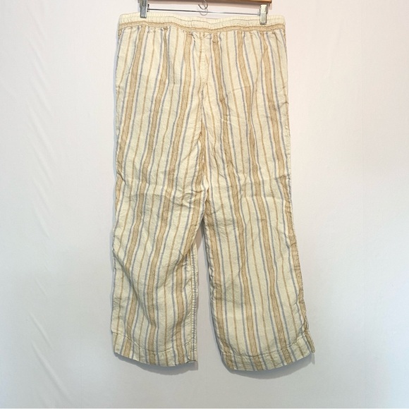 L.L. Bean Linen Pants Women's Size 16 Petite Beige Striped‎ Straight Leg Casual - Picture 3 of 11